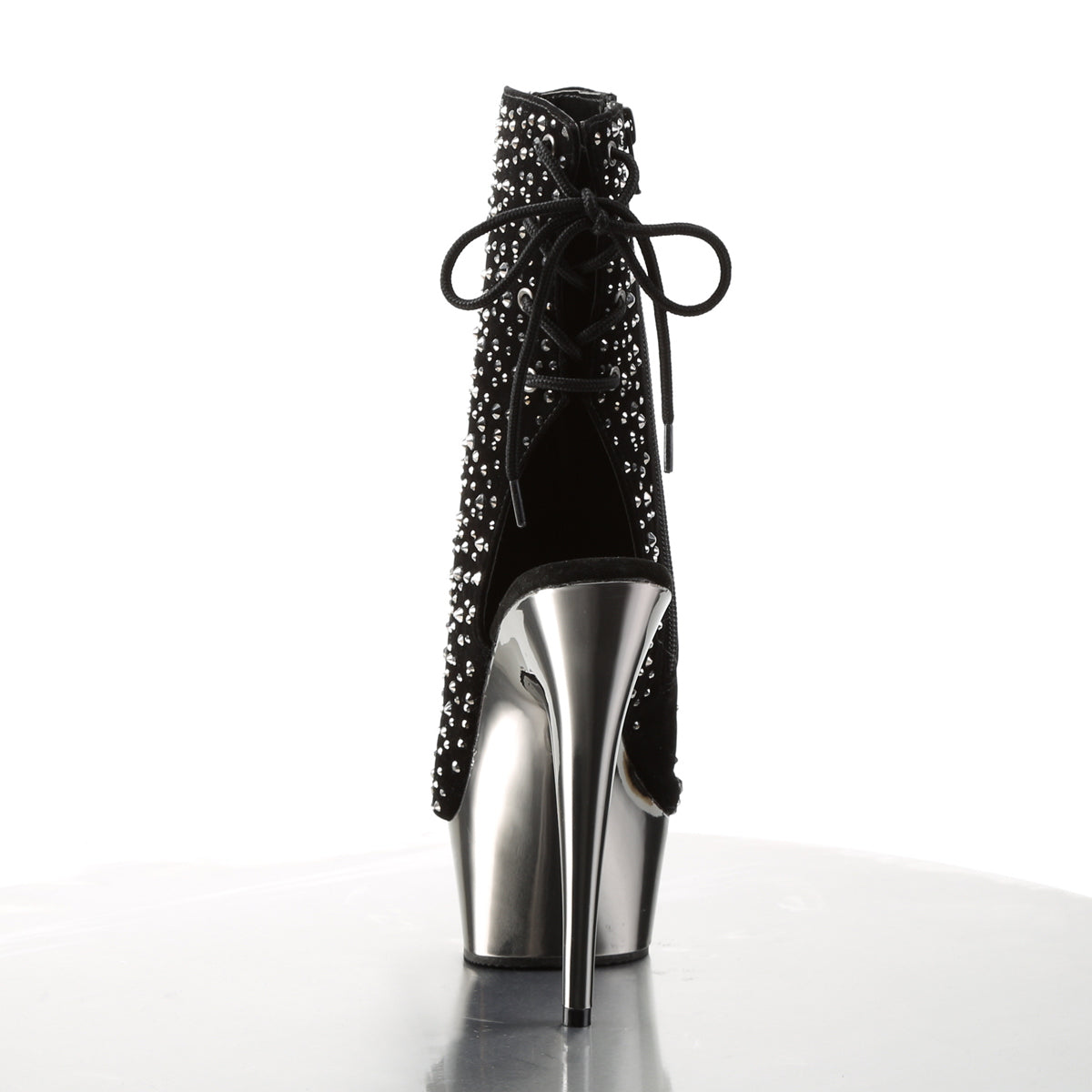 【PLEASER】DELIGHT-1018RS シューズ Blk Velvet-Pewter RS/ Pewter Chrome【取寄】
