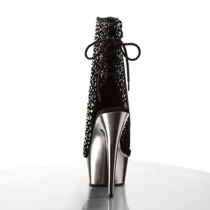 【PLEASER】DELIGHT-1018RS プラットフォームシューズ Blk Velvet-Pewter RS/ Pewter Chrome【取寄】