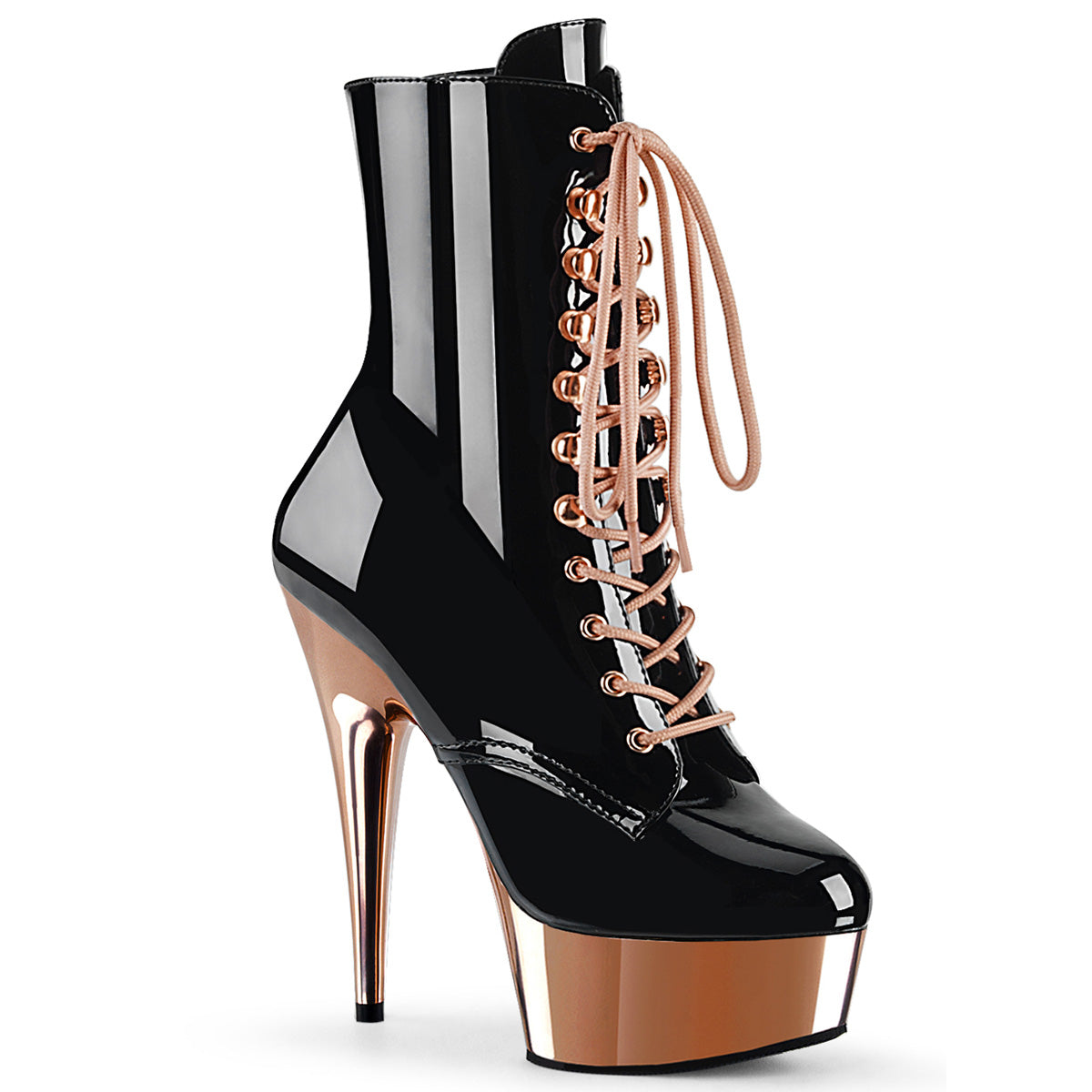 【PLEASER】DELIGHT-1020 シューズ Blk Pat/Rose Gold Chrome【取寄】