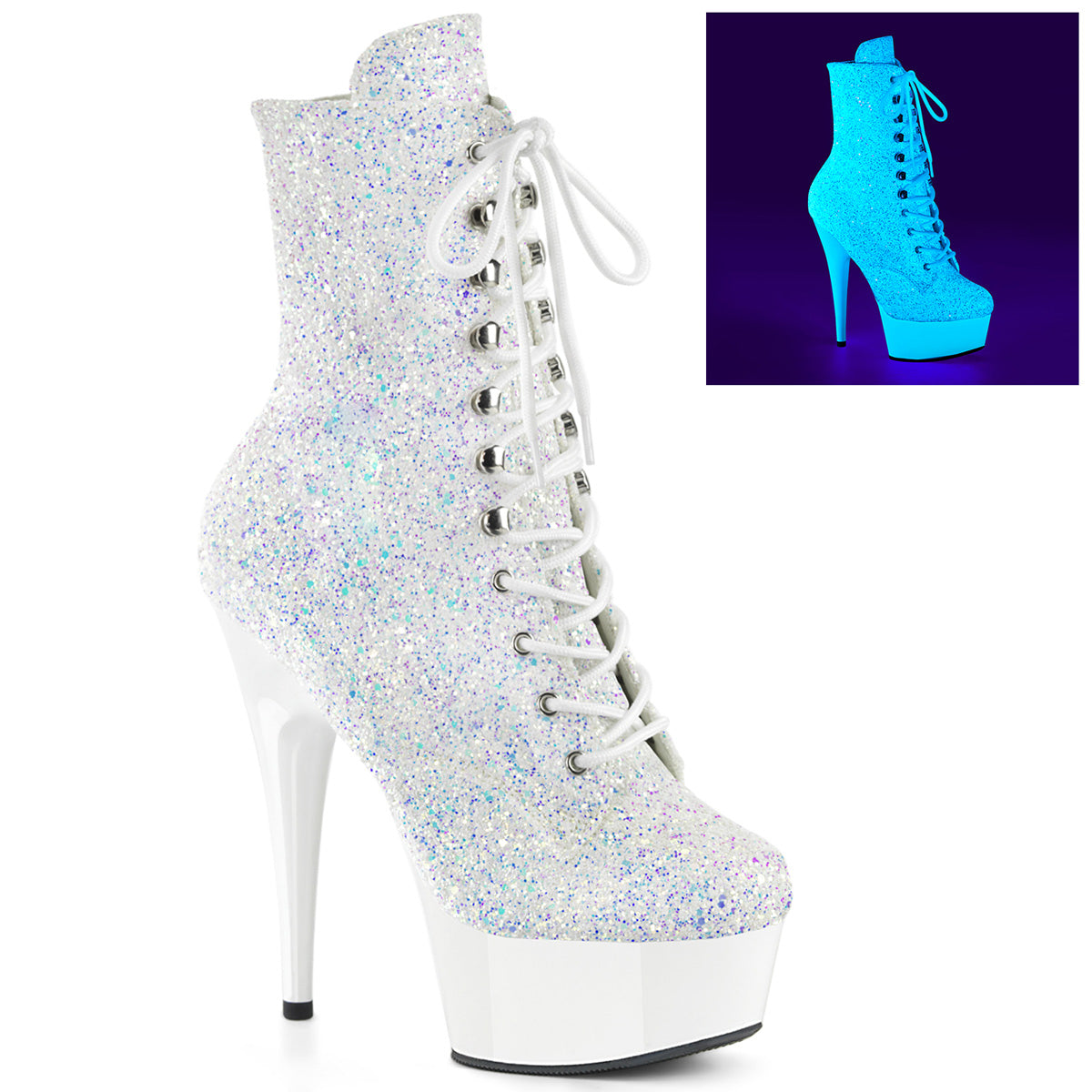 【PLEASER】DELIGHT-1020LG シューズ Neon Wht Multi Glitter/Neon Wht【取寄】