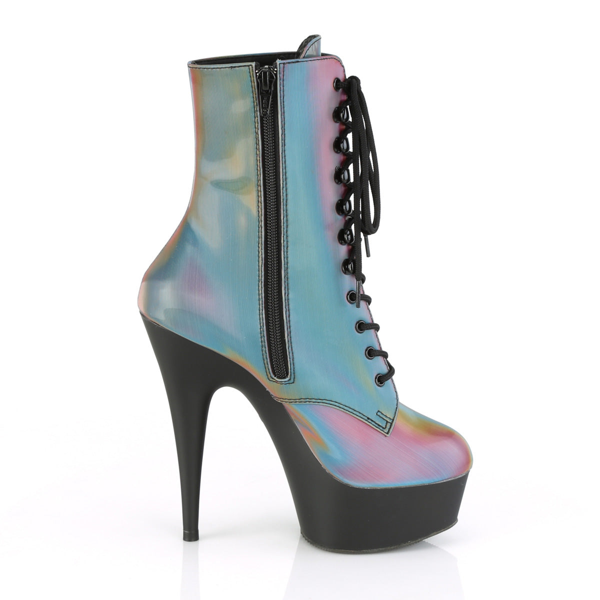 【PLEASER】DELIGHT-1020REFL シューズ Rainbow Reflective/Blk Matte【取寄】