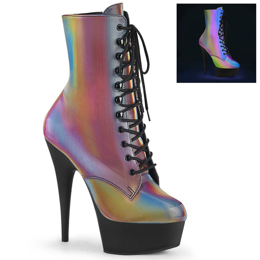 【PLEASER】DELIGHT-1020REFL プラットフォームシューズ Rainbow Reflective/Blk Matte【取寄】