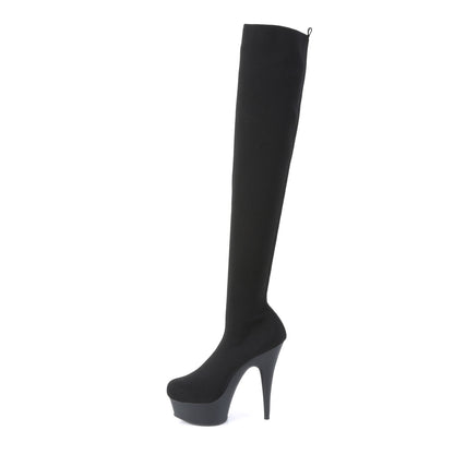 【PLEASER】DELIGHT-3002-1 シューズ Blk Stretch Knit Fabric/Blk Matte【取寄】