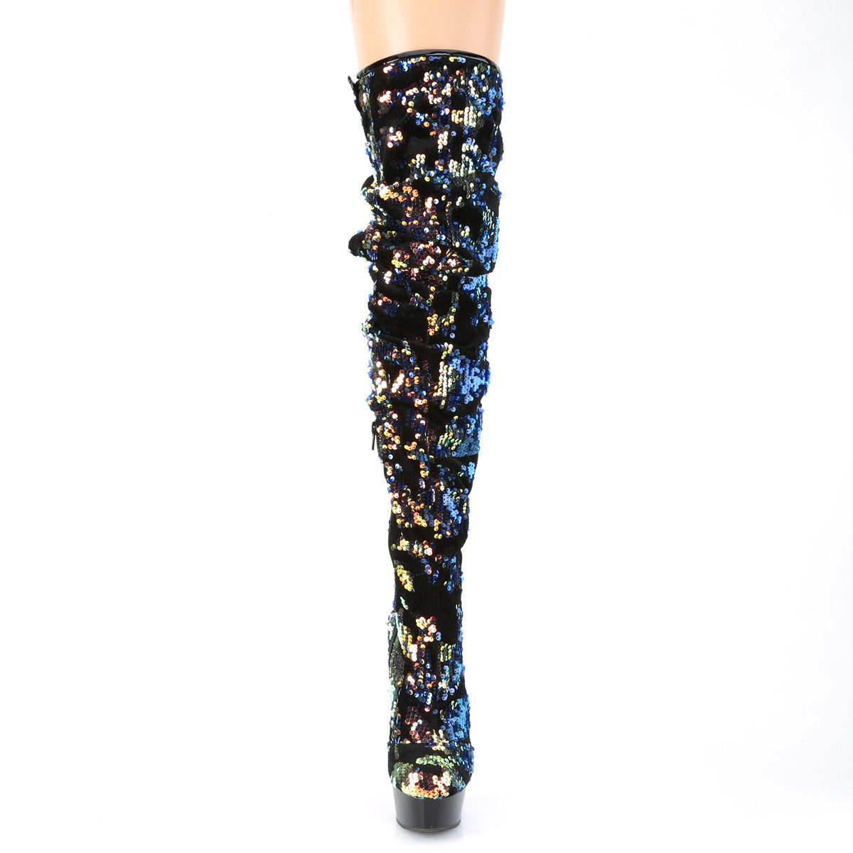 【PLEASER】DELIGHT-3004 シューズ Blue Iridescent Sequins/Blk【取寄】