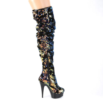 【PLEASER】DELIGHT-3004 シューズ Blue Iridescent Sequins/Blk【取寄】