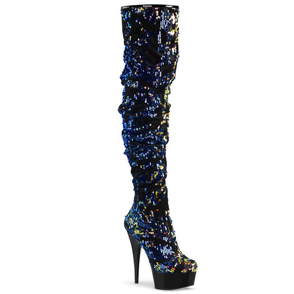 【PLEASER】DELIGHT-3004 シューズ Blue Iridescent Sequins/Blk【取寄】