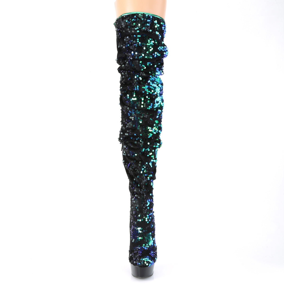 【PLEASER】DELIGHT-3004 シューズ Green Iridescent Sequins/Blk【取寄】