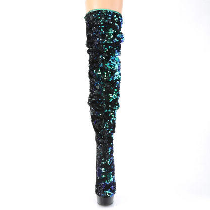 【PLEASER】DELIGHT-3004 シューズ Green Iridescent Sequins/Blk【取寄】