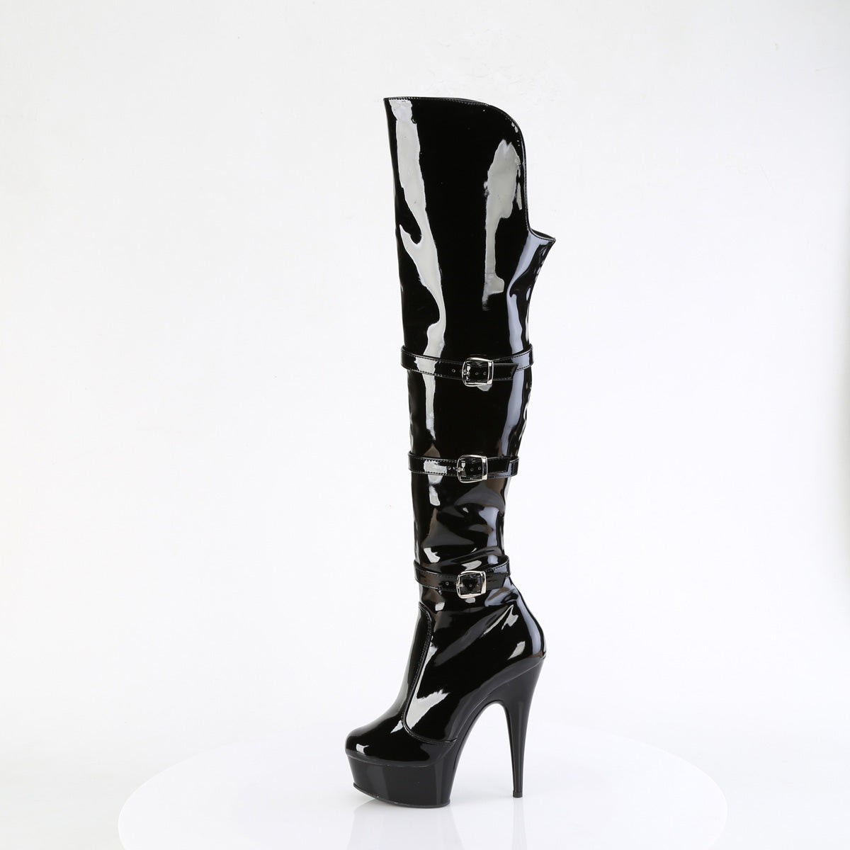【PLEASER】DELIGHT-3018 シューズ Blk Str. Pat/Blk【取寄】