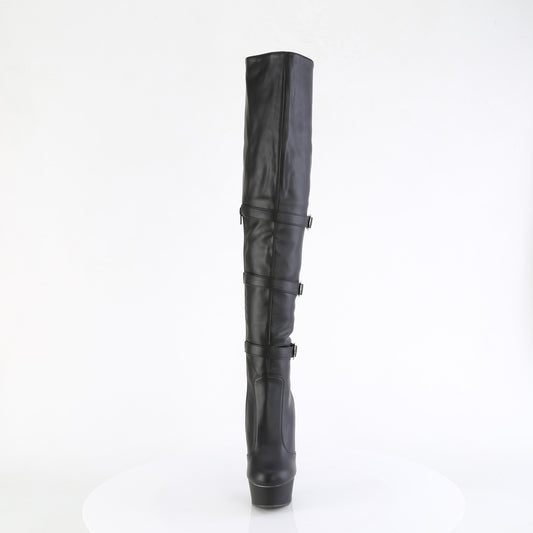 【PLEASER】DELIGHT-3018 プラットフォームシューズ Blk Str. Faux Leather/Blk Matte【取寄】