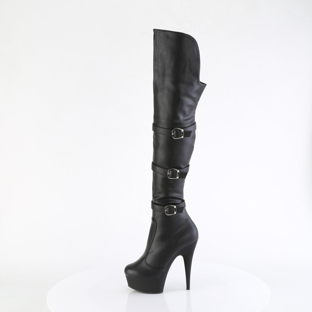 【PLEASER】DELIGHT-3018 シューズ Blk Str. Faux Leather/Blk Matte【取寄】