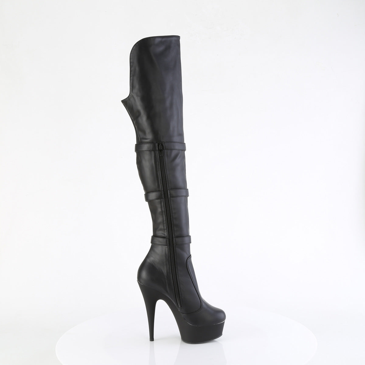 【PLEASER】DELIGHT-3018 シューズ Blk Str. Faux Leather/Blk Matte【取寄】