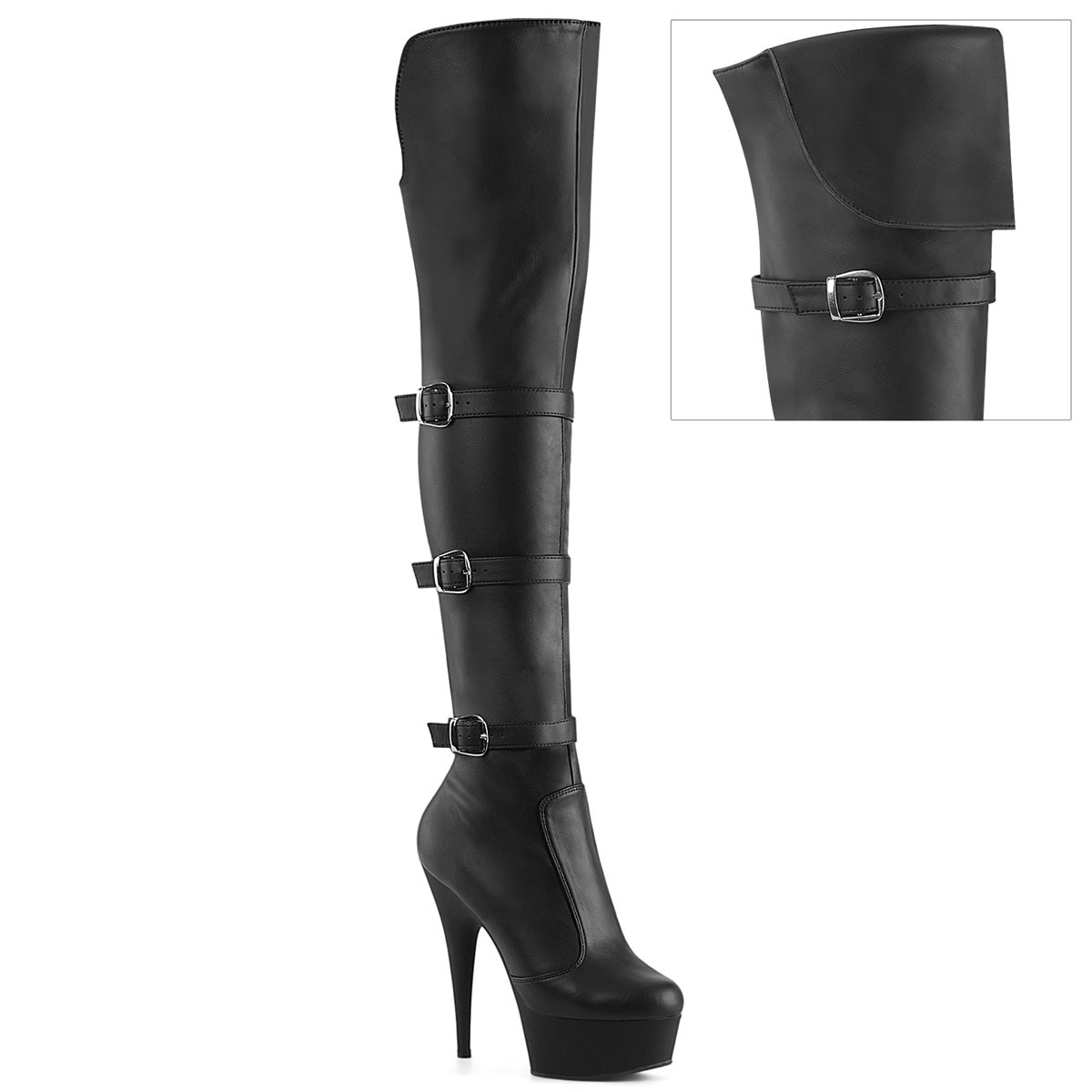 【PLEASER】DELIGHT-3018 シューズ Blk Str. Faux Leather/Blk Matte【取寄】