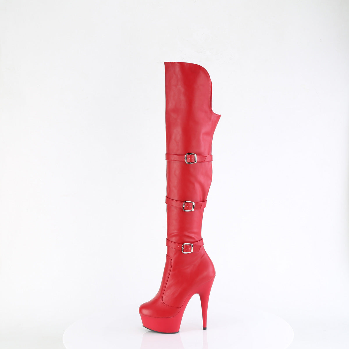【PLEASER】DELIGHT-3018 シューズ Red Str. Faux Leather/Red Matte【取寄】