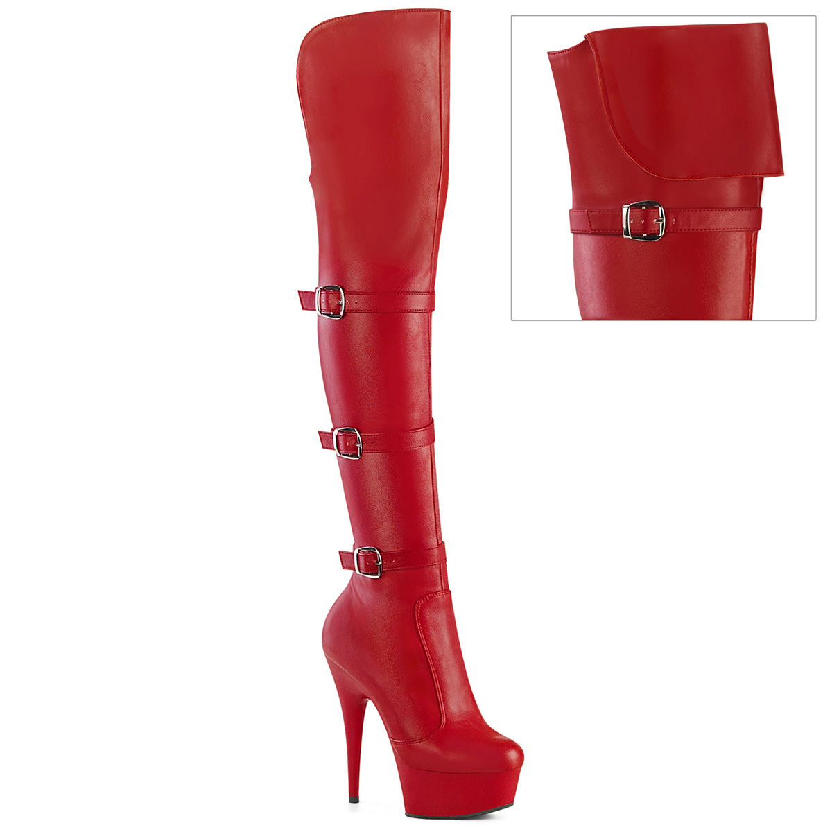 【PLEASER】DELIGHT-3018 シューズ Red Str. Faux Leather/Red Matte【取寄】