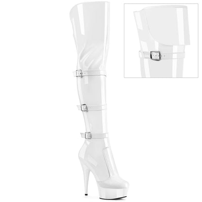 【PLEASER】DELIGHT-3018 シューズ Wht Str. Pat/Wht【取寄】