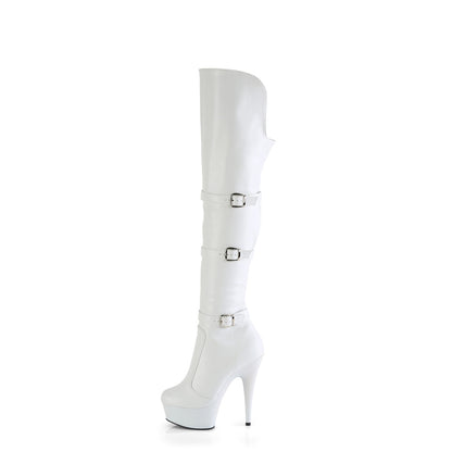 【PLEASER】DELIGHT-3018 シューズ Wht Str. Faux Leather/Wht Matte【取寄】