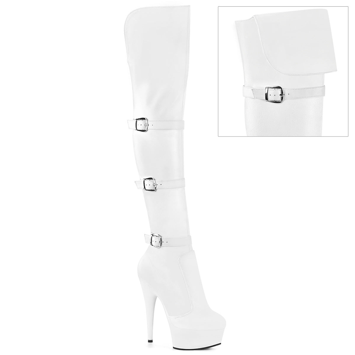 【PLEASER】DELIGHT-3018 シューズ Wht Str. Faux Leather/Wht Matte【取寄】