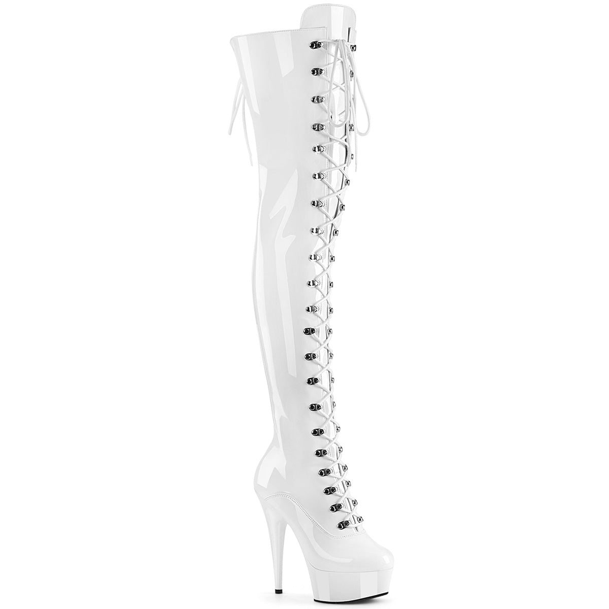 【PLEASER】DELIGHT-3022 シューズ Wht Str Pat/Wht【取寄】