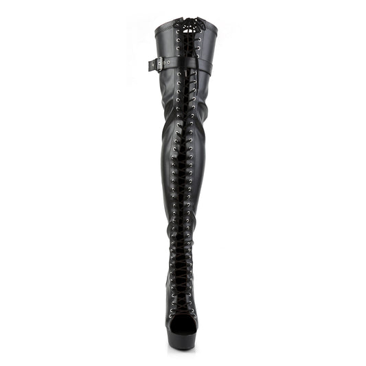 【PLEASER】DELIGHT-3025 プラットフォームシューズ Blk Str Faux Leather/Blk Matte【取寄】