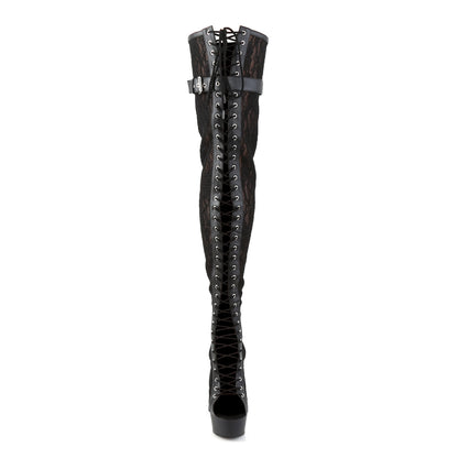 【PLEASER】DELIGHT-3025ML シューズ Blk Faux Leather-Mesh-Lace/Blk Matte【取寄】