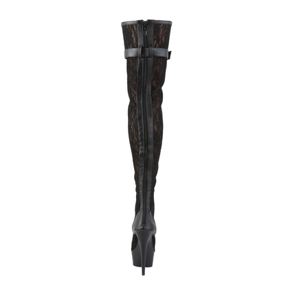 【PLEASER】DELIGHT-3025ML シューズ Blk Faux Leather-Mesh-Lace/Blk Matte【取寄】