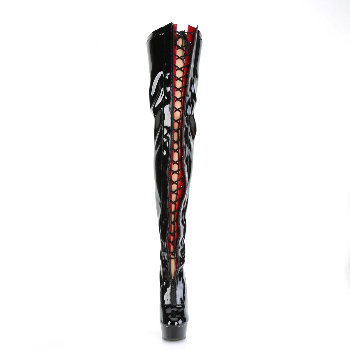 【PLEASER】DELIGHT-3027 シューズ Blk-Red Str. Pat/Blk【取寄】