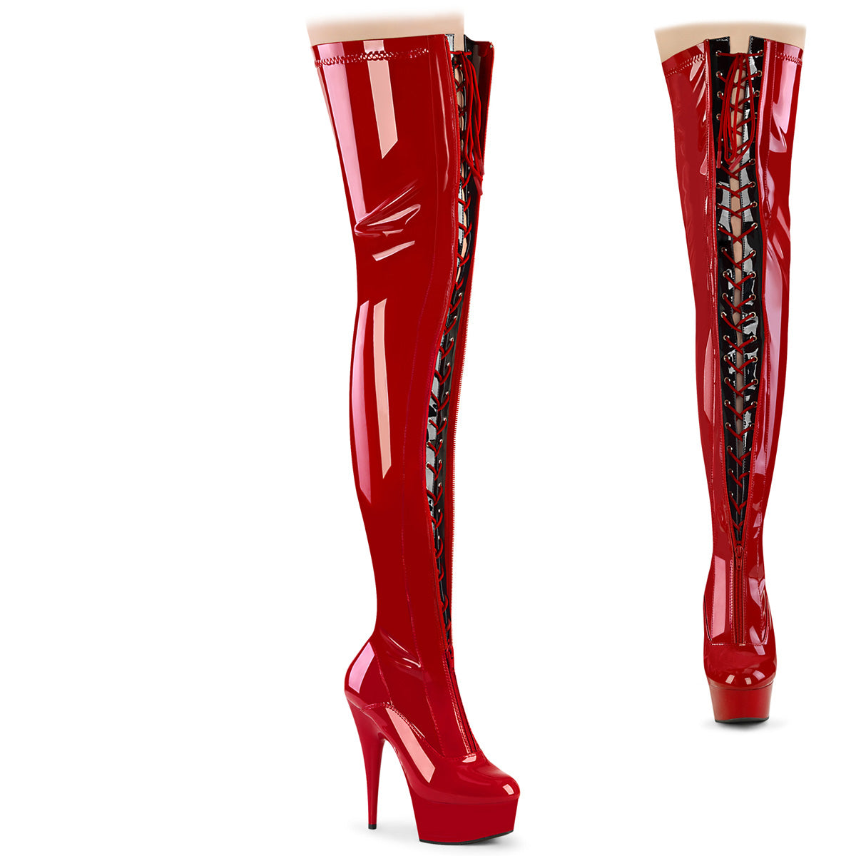 【PLEASER】DELIGHT-3027 シューズ Red-Blk Str. Pat/Red【取寄】