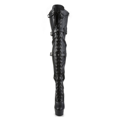 【PLEASER】DELIGHT-3028 シューズ Blk Str Faux Leather/Blk Matte【取寄】