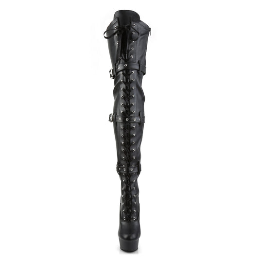【PLEASER】DELIGHT-3028 プラットフォームシューズ Blk Str Faux Leather/Blk Matte【取寄】