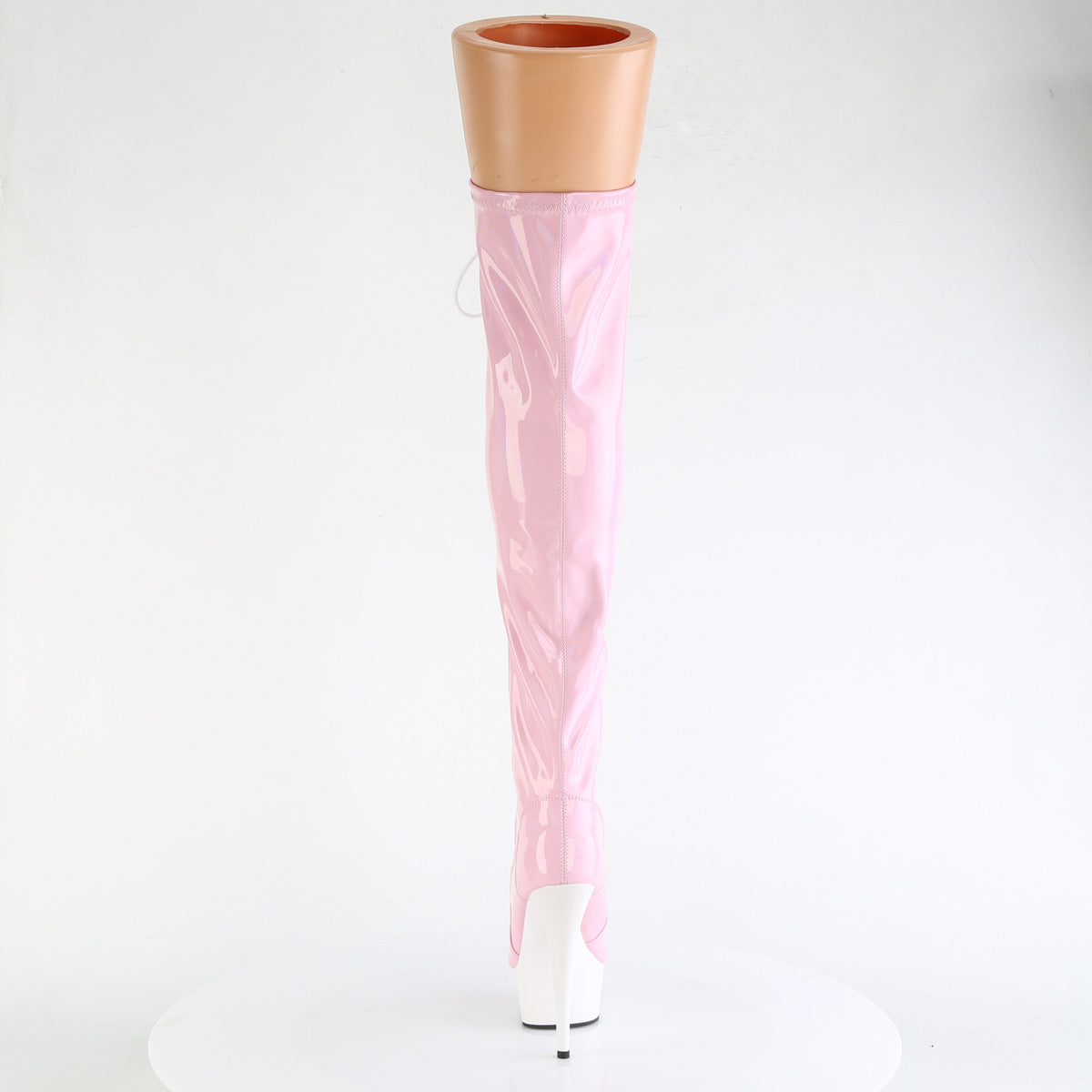 【PLEASER】DELIGHT-3029 シューズ B. Pink Str Hologram Pat/Wht Matte【取寄】