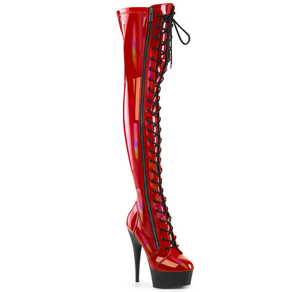 【PLEASER】DELIGHT-3029 シューズ Red Str Hologram Pat/Blk Matte【取寄】