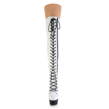 【PLEASER】DELIGHT-3029 シューズ Wht Str Hologram Pat/Blk Matte【取寄】