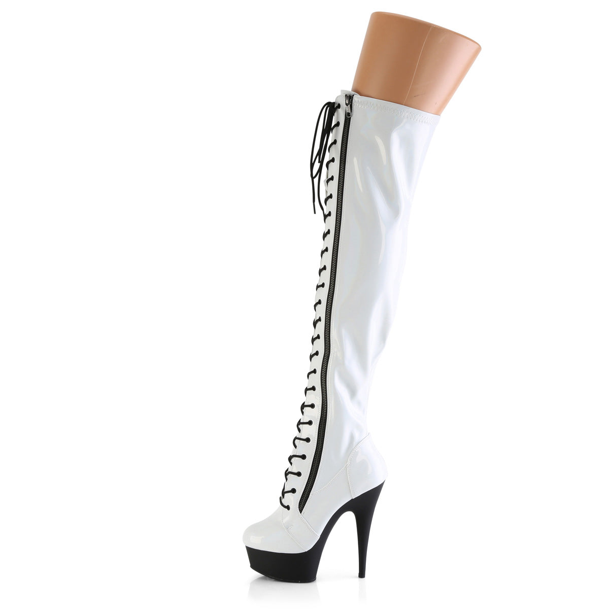 【PLEASER】DELIGHT-3029 シューズ Wht Str Hologram Pat/Blk Matte【取寄】