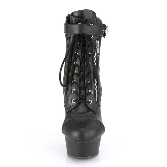 【PLEASER】DELIGHT-600-05 プラットフォームシューズ Blk Faux Leather/Blk Matte【取寄】