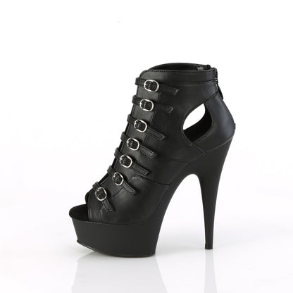 【PLEASER】DELIGHT-600-11 シューズ Blk Faux Leather/Blk Matte【取寄】