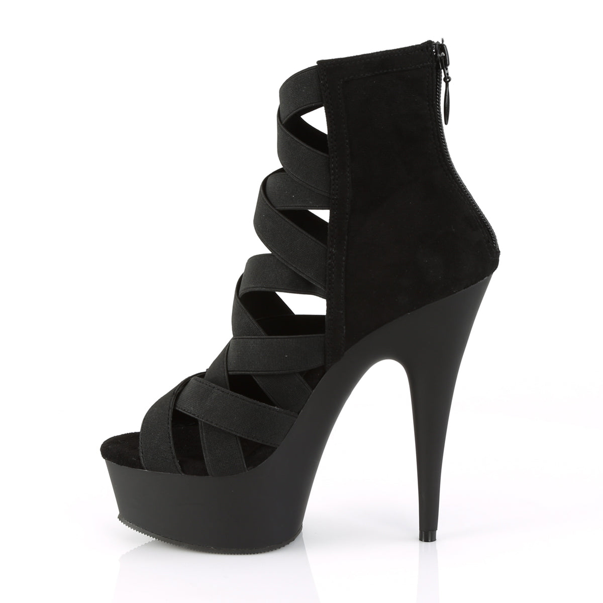 【PLEASER】DELIGHT-600-24 シューズ Blk Elastic Band-Faux Suede/Blk Matte【取寄】