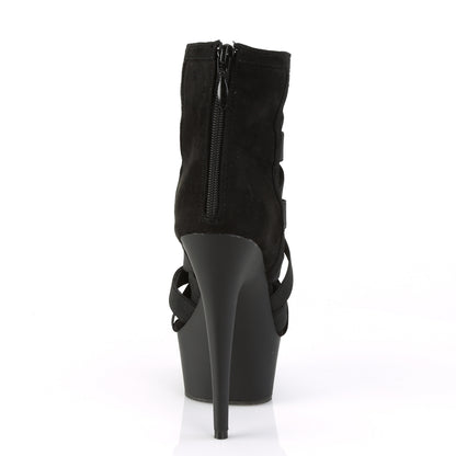 【PLEASER】DELIGHT-600-24 プラットフォームシューズ Blk Elastic Band-Faux Suede/Blk Matte【取寄】