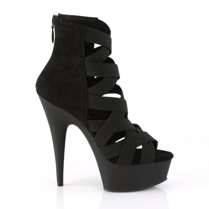 【PLEASER】DELIGHT-600-24 シューズ Blk Elastic Band-Faux Suede/Blk Matte【取寄】