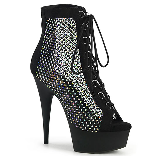 【PLEASER】DELIGHT-600-33RM プラットフォームシューズ Blk Faux Suede-RS Mesh/Blk Matte【取寄】