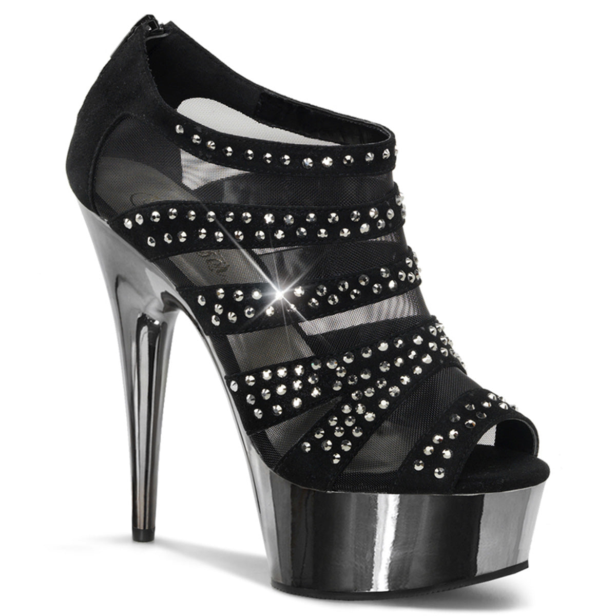 【PLEASER】DELIGHT-600-8 シューズ Blk Vegan Suede/Pewter Chrome【取寄】