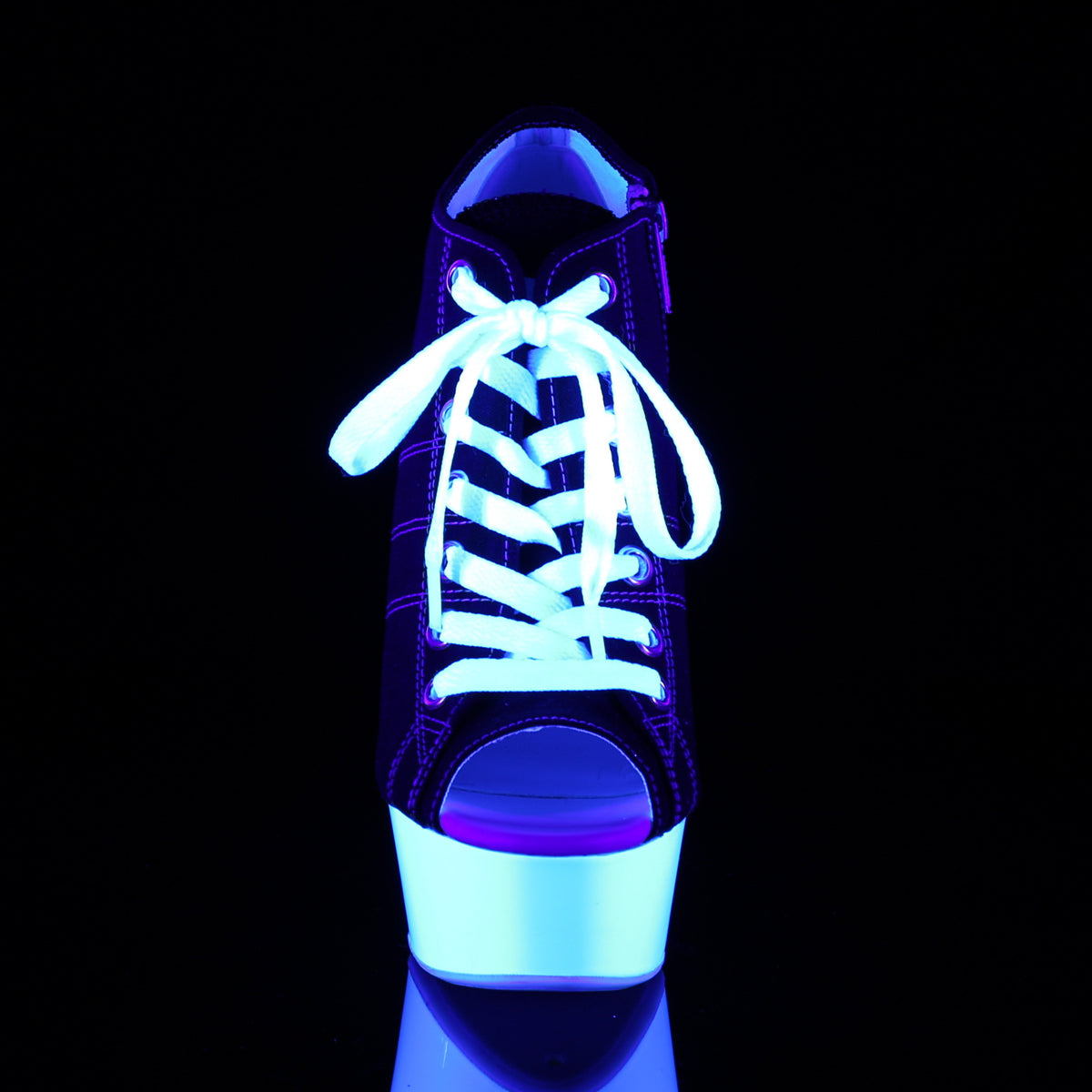 【PLEASER】DELIGHT-600SK-01 シューズ Blk Canvas/Neon White【取寄】