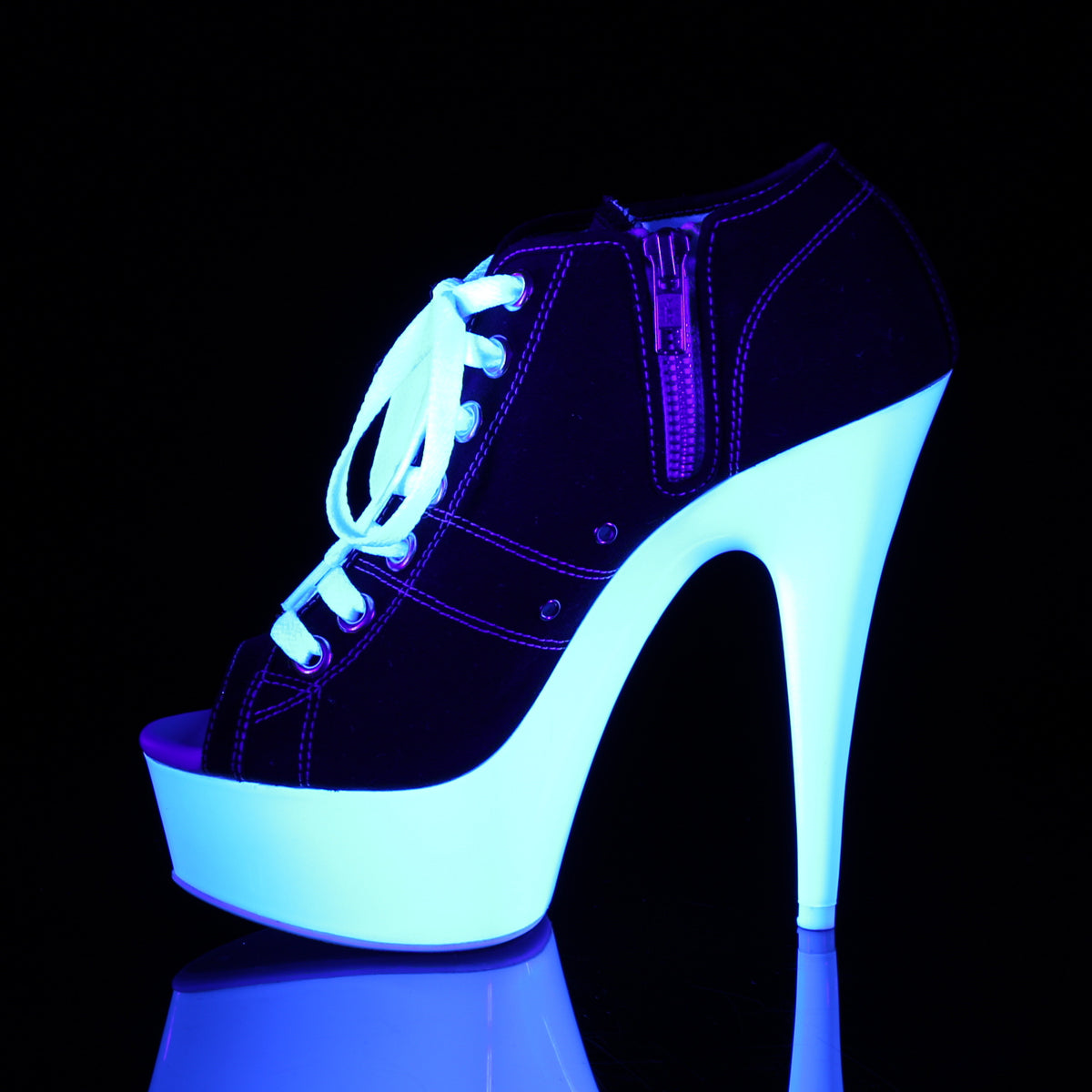 【PLEASER】DELIGHT-600SK-01 シューズ Blk Canvas/Neon White【取寄】