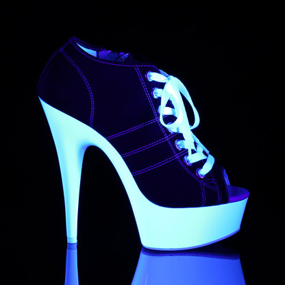【PLEASER】DELIGHT-600SK-01 シューズ Blk Canvas/Neon White【取寄】