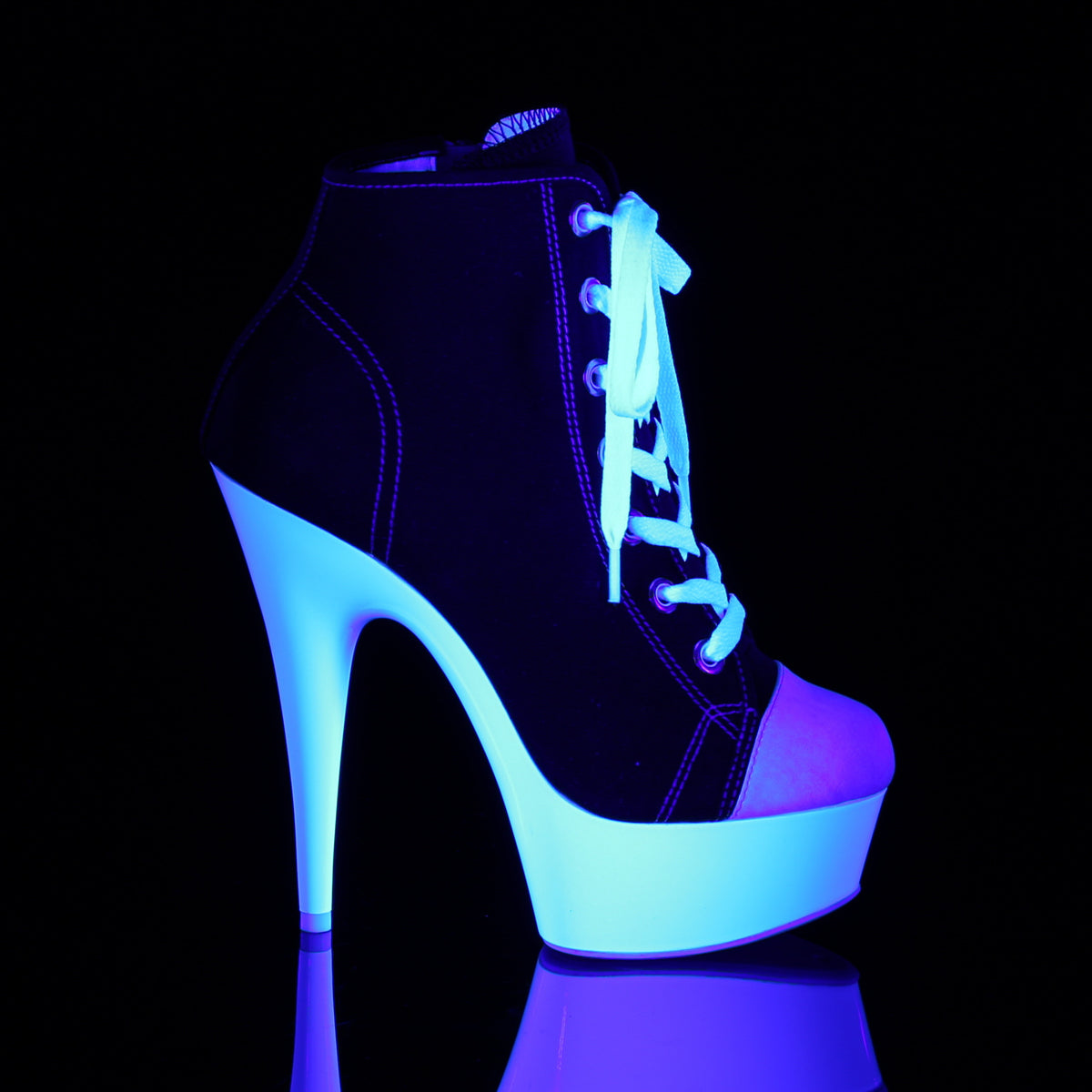 【PLEASER】DELIGHT-600SK-02 シューズ Blk Canvas/Neon White【取寄】
