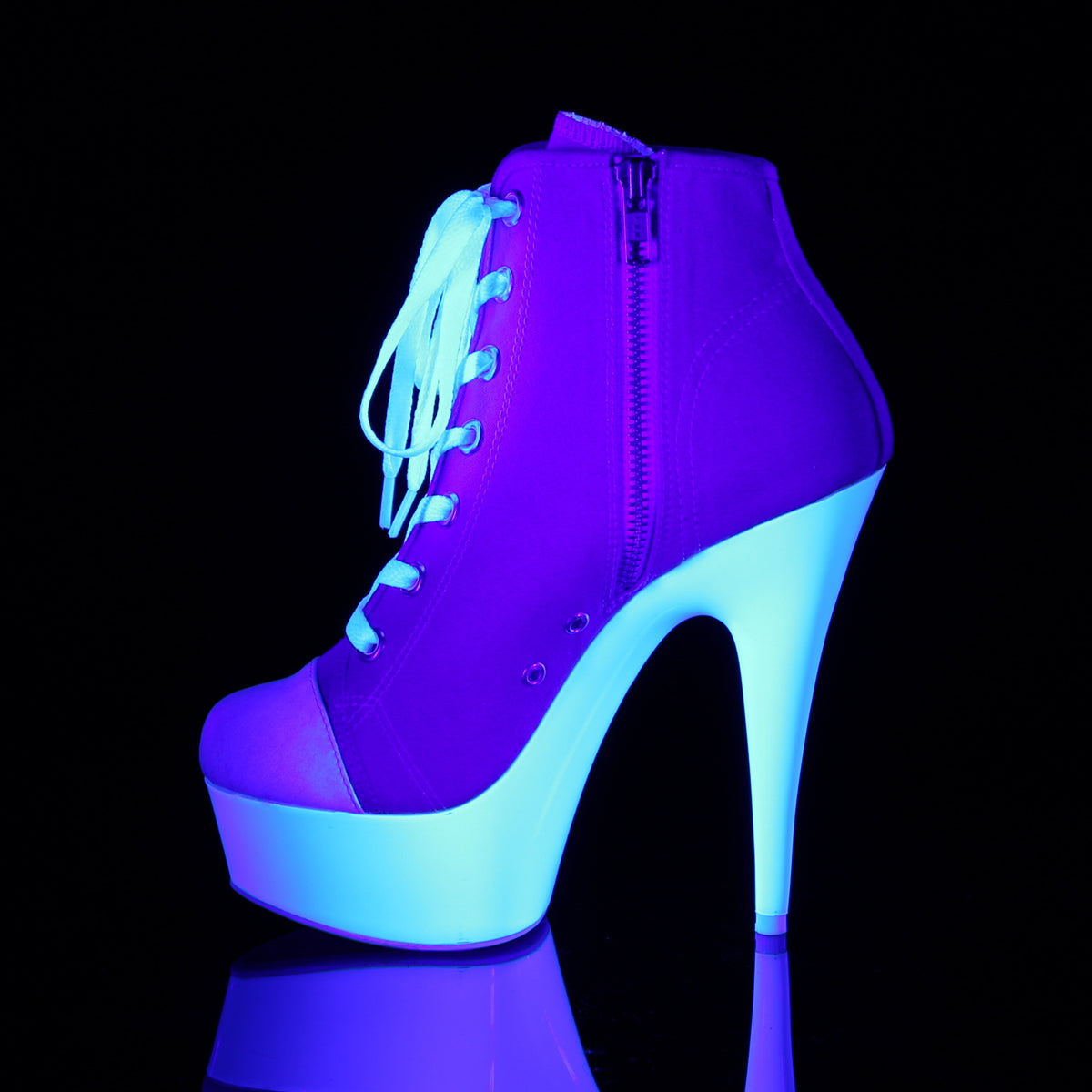 【PLEASER】DELIGHT-600SK-02 シューズ Pink Canvas/Neon White【取寄】