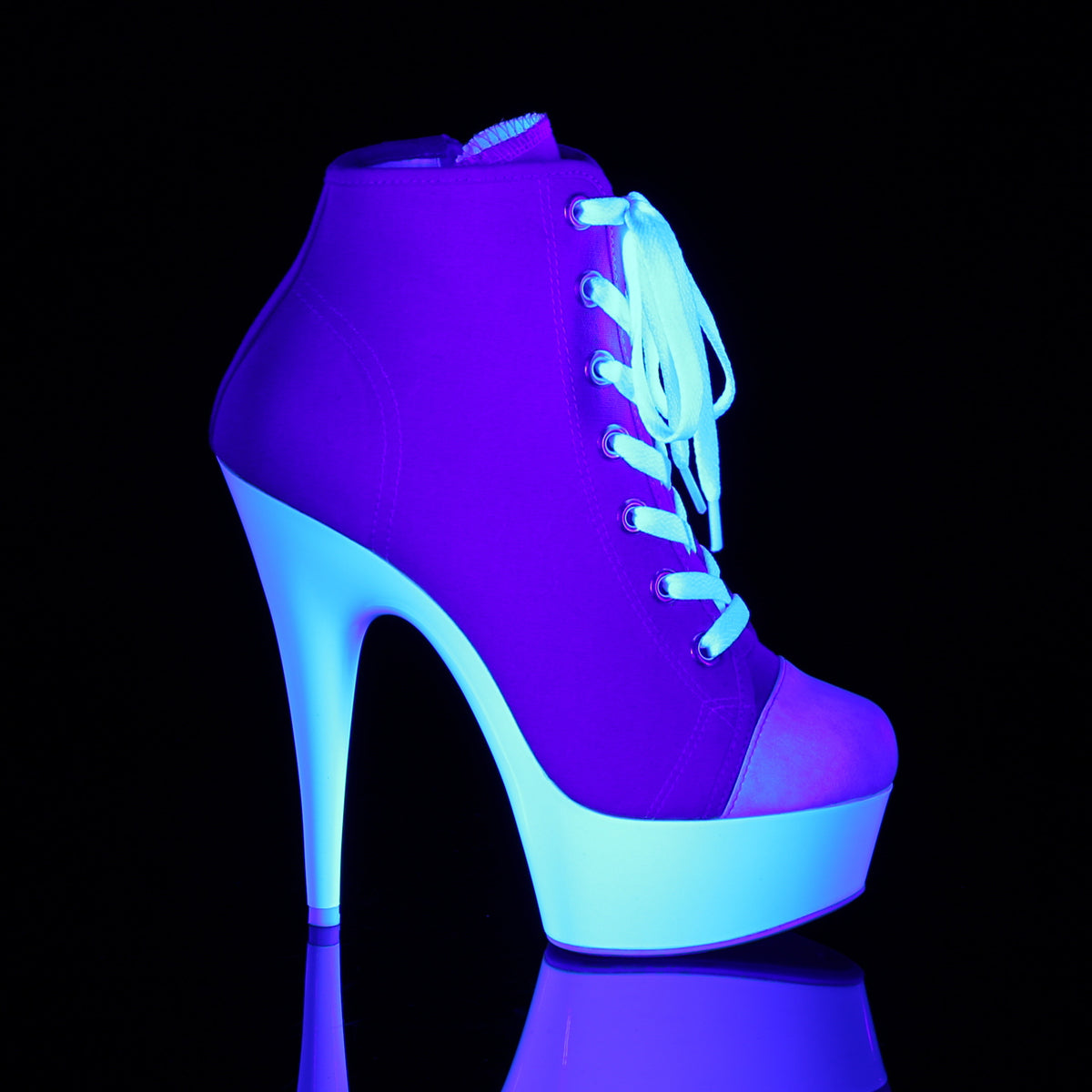 【PLEASER】DELIGHT-600SK-02 シューズ Pink Canvas/Neon White【取寄】