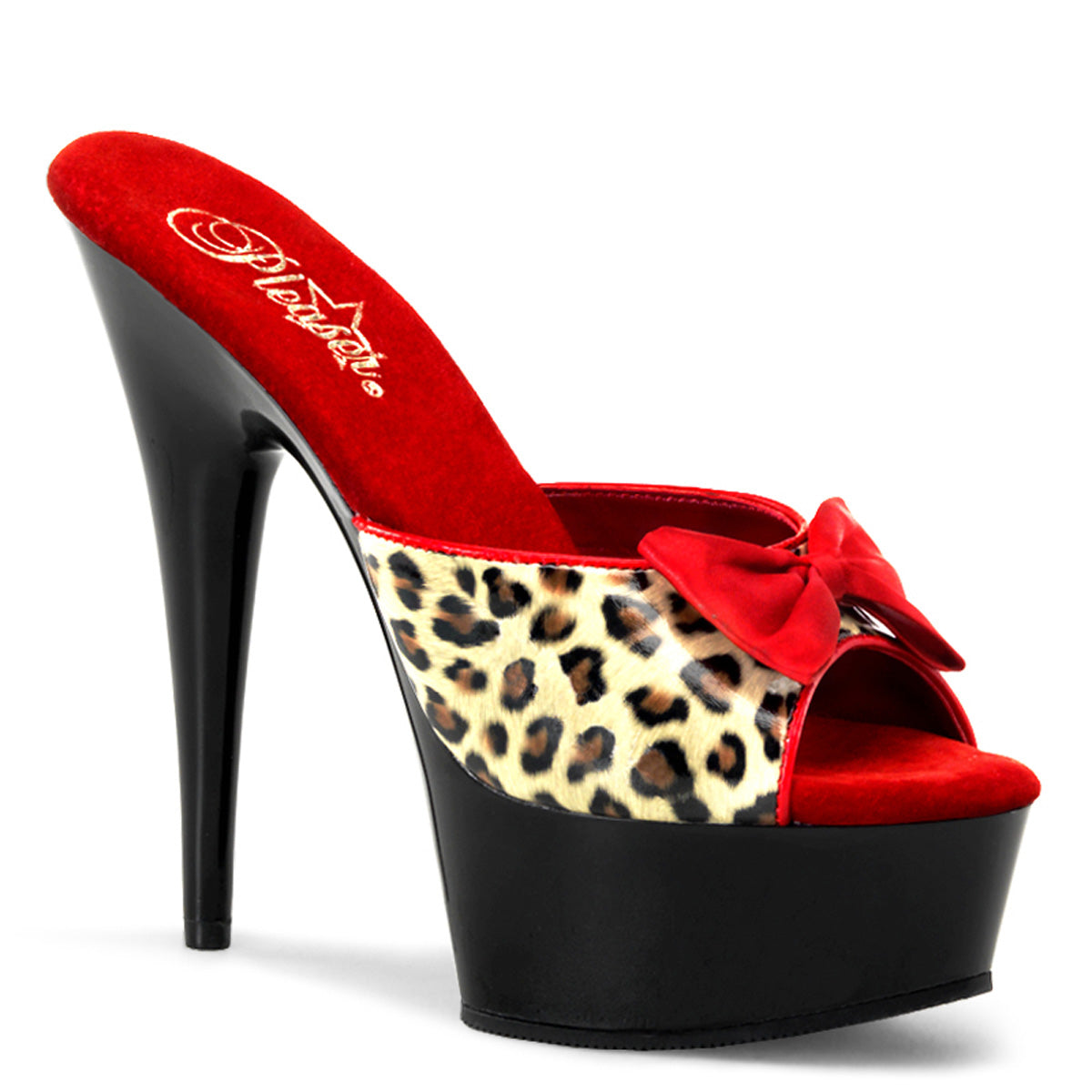 【PLEASER】DELIGHT-601-6 シューズ Tan Leopard Print Faux Leather/Blk【取寄】