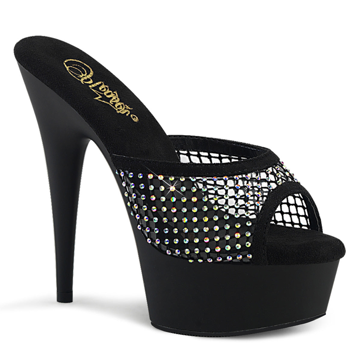 【PLEASER】DELIGHT-601-6RM シューズ Blk Faux Suede-RS Mesh/Blk Matte【取寄】