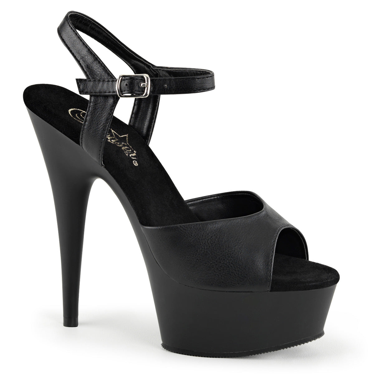 【PLEASER】DELIGHT-609 シューズ Blk Faux Leather/Blk Matte【取寄】